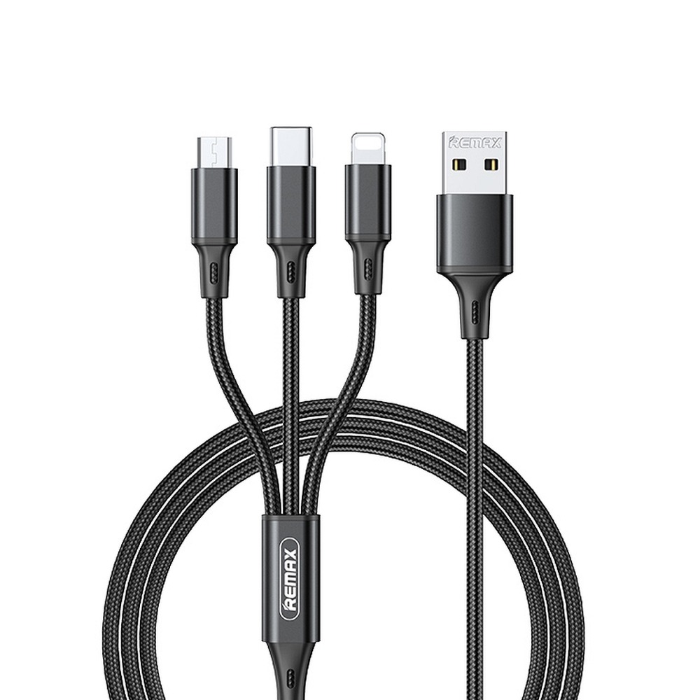 Remax nabíjecí kabel 3v1 Micro USB, Type C, Lightning černý