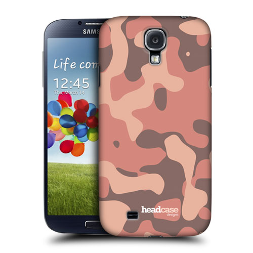 HEAD CASE pouzdro na mobil Samsung galaxy S4 Vojenský vzor oranžová barva