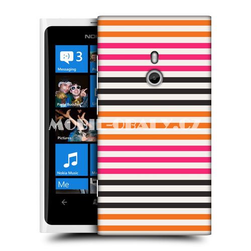 HEAD CASE obal na mobil Nokia Lumia 800 barevné pruhy oranžová a růžová