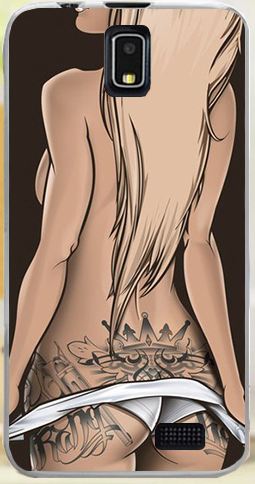 Pouzdro plastové na mobil Lenovo A328 žena striptérka s tetováním kresba