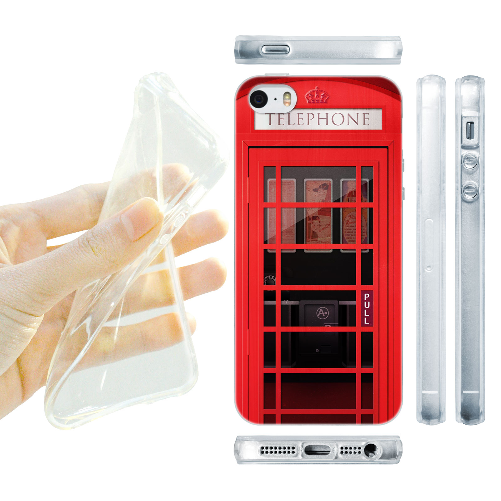 HEAD CASE silikonový obal na mobil Iphone 5/5S telefonní budka červená barva