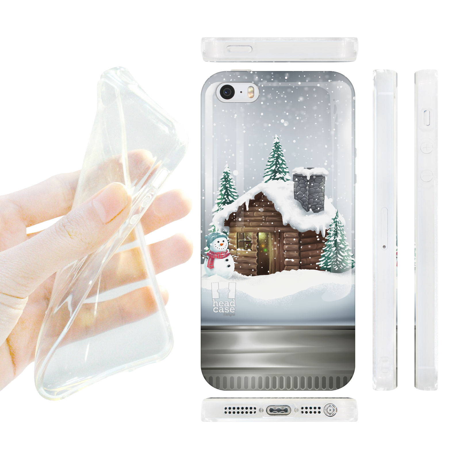 HEAD CASE silikonový obal na mobil Iphone 5/5S vánoční domeček skleněná koule
