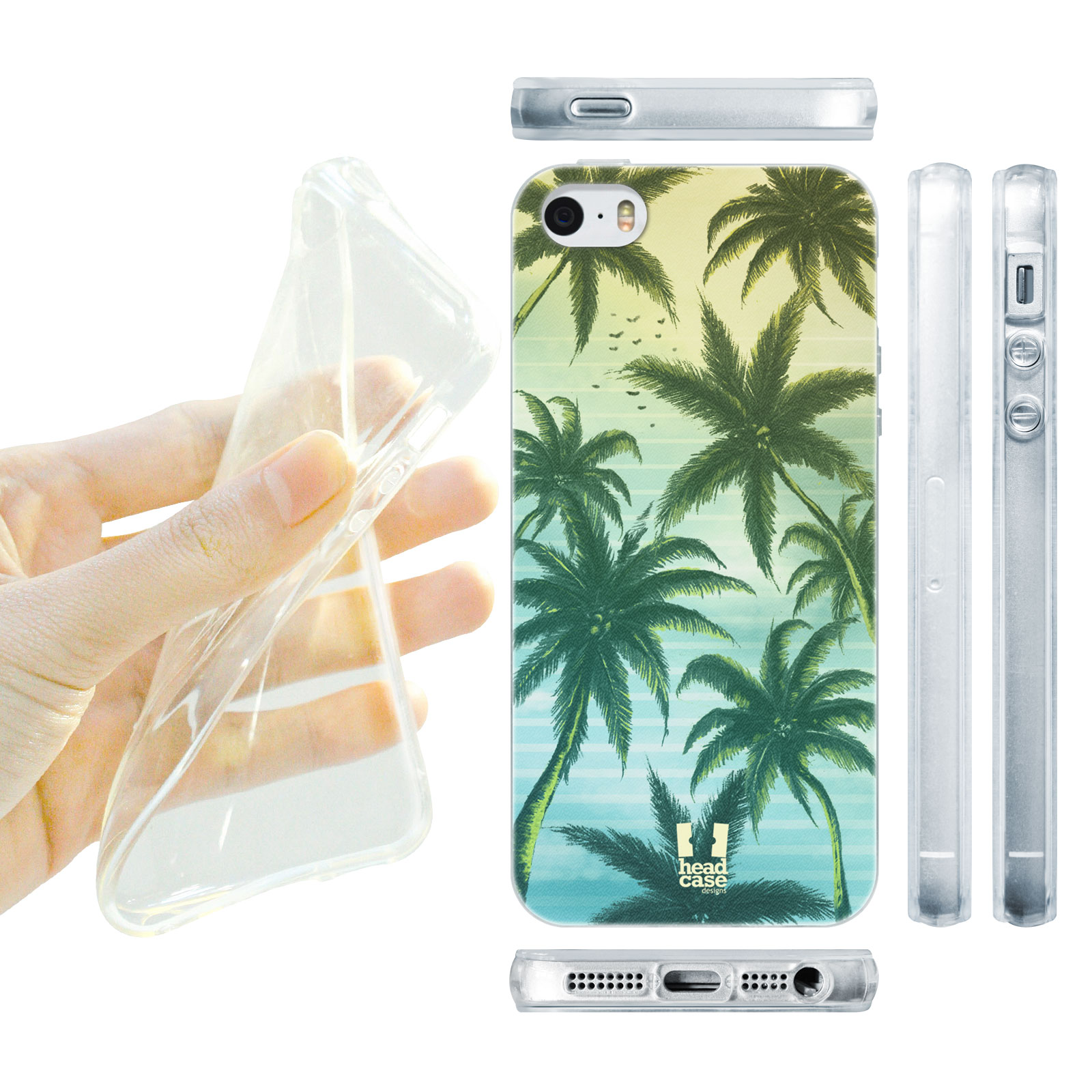 HEAD CASE silikonový obal na mobil Iphone 5/5S pláž modrá a zelená palma
