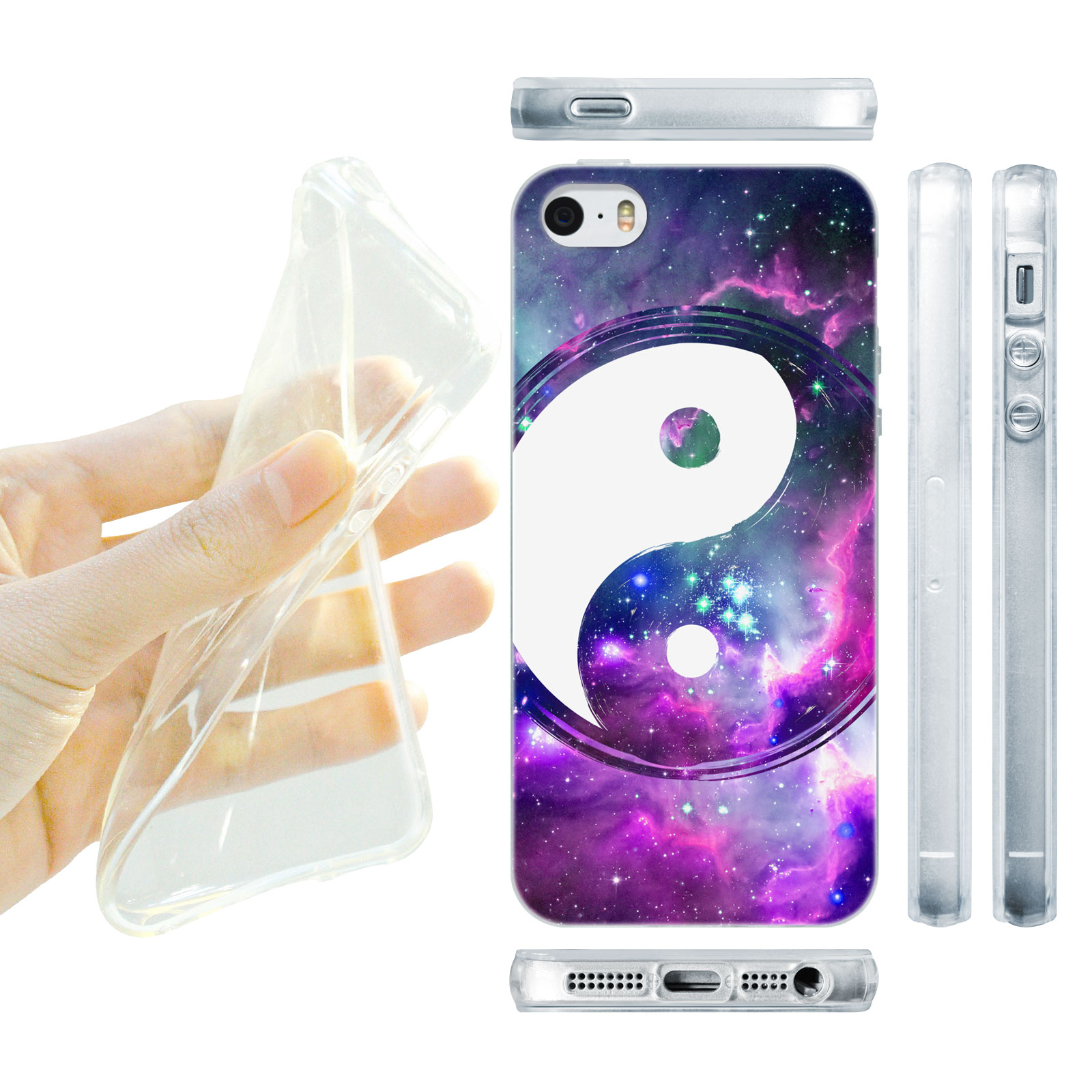 HEAD CASE silikonový obal na mobil Iphone 5/5S  Feng Shui Jing a Jang fialová vesmír