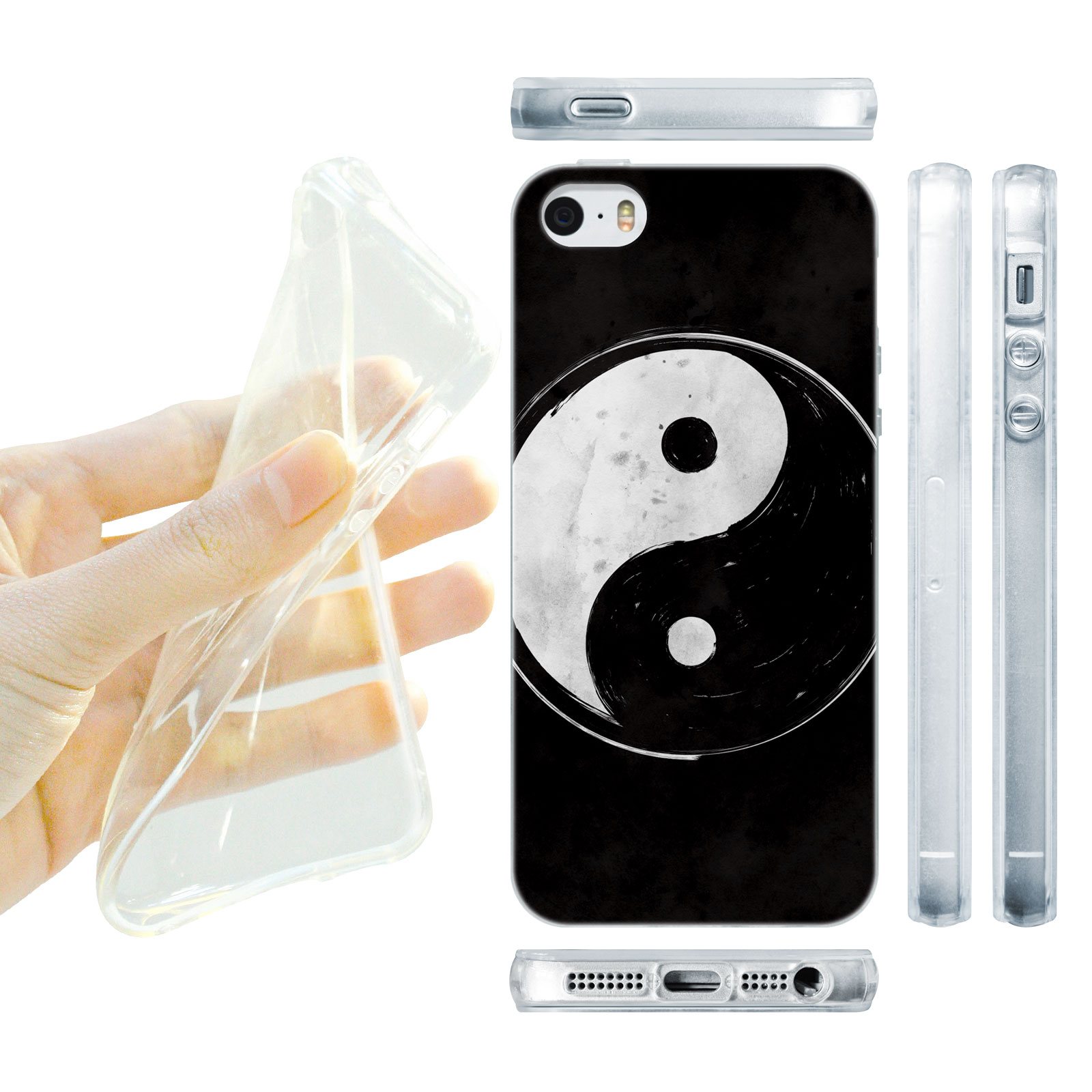 HEAD CASE silikonový obal na mobil Iphone 5/5S  Feng Shui Jing Jang  černá a bílá