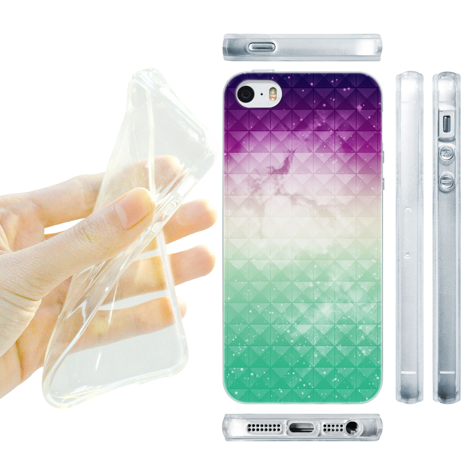 HEAD CASE silikonový obal na mobil Iphone 5/5S  vzor vesmír fialová a tyrkysová