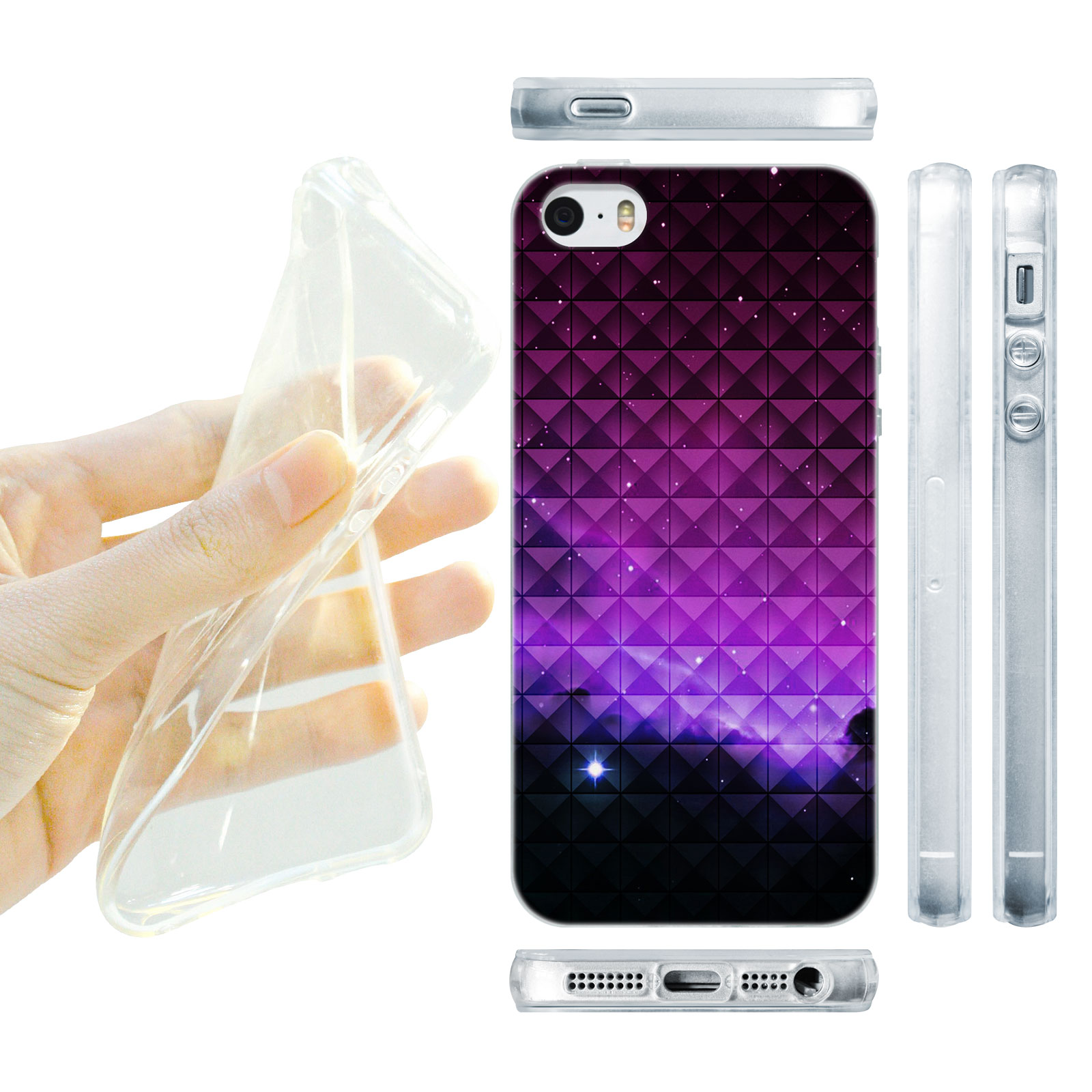 HEAD CASE silikonový obal na mobil Iphone 5/5S  vzor vesmír fialová záře