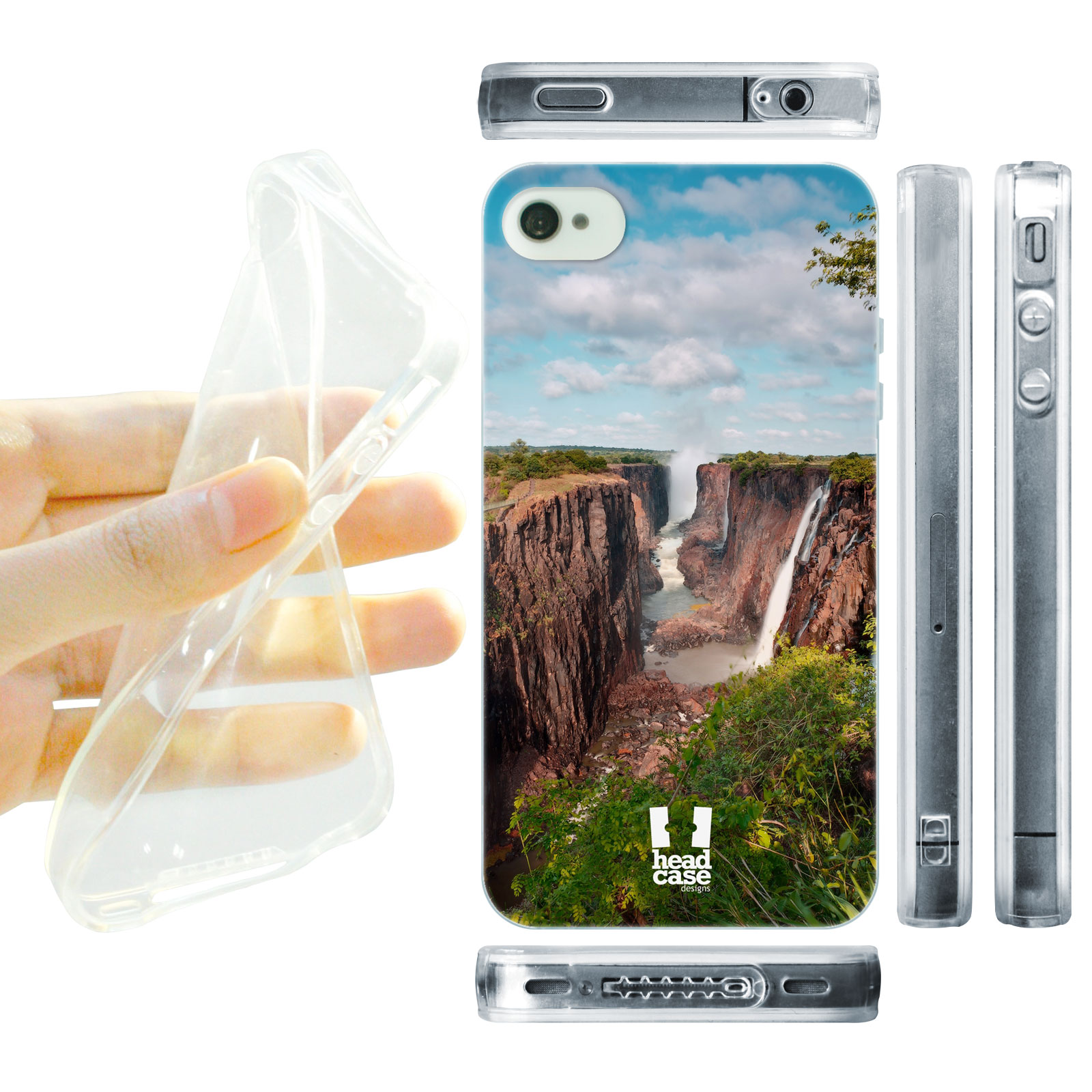 HEAD CASE silikonový obal na mobil Iphone 4/4S foto Viktoriiny vodopády Afrika