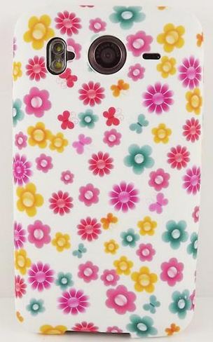 Pouzdro SES Flower na mobil HTC Desire HD bílý silikon květy růžová