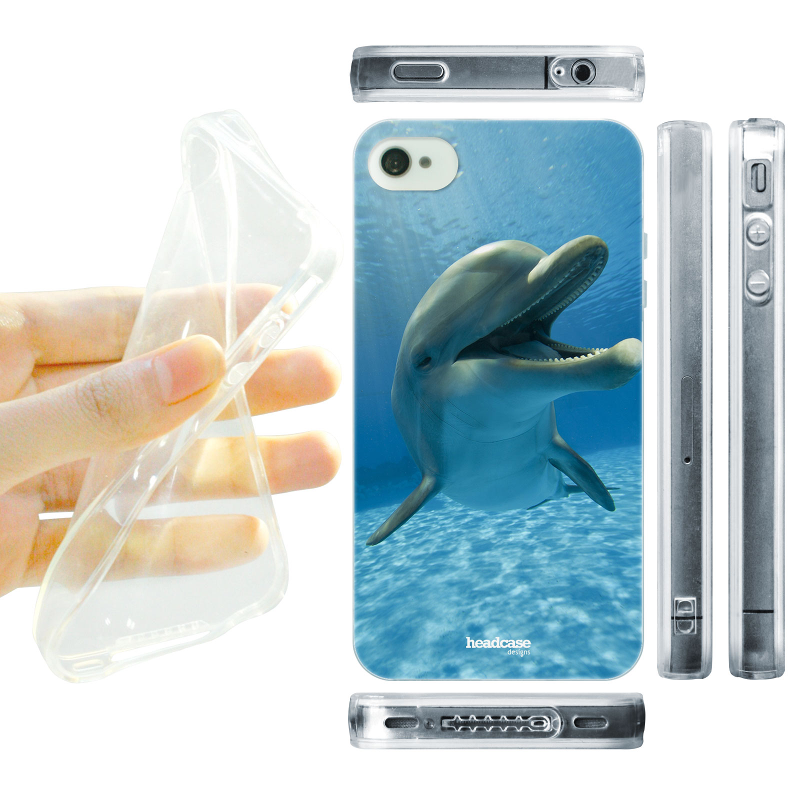HEAD CASE silikonový obal na mobil Iphone 4/4S mořský svět delfín zblízka tvář
