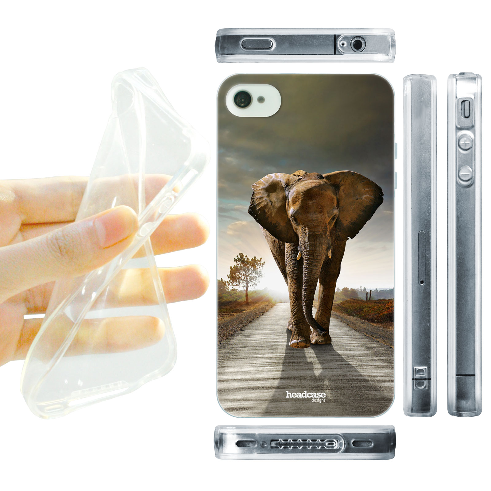HEAD CASE silikonový obal na mobil Iphone 4/4S divočina Afrika chodící slon foto
