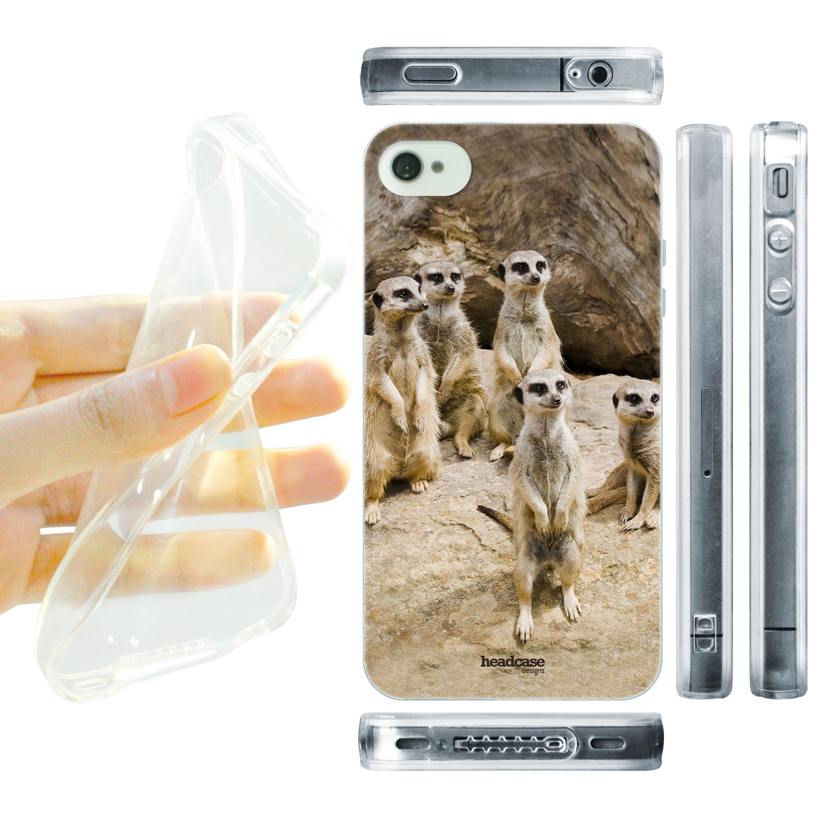 HEAD CASE silikonový obal na mobil Iphone 4/4S divočina malí nezbedníci surikata