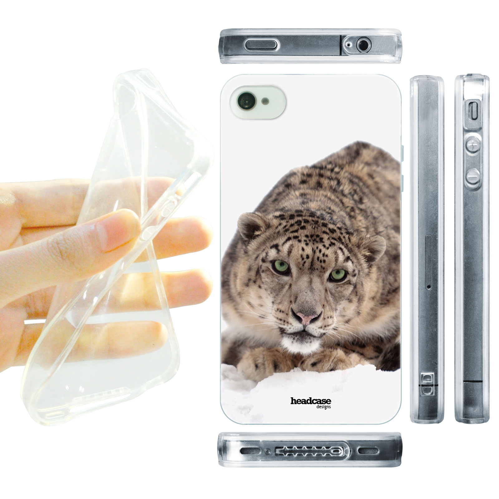 HEAD CASE silikonový obal na mobil Iphone 4/4S divočina zima polární leopard na sněhu