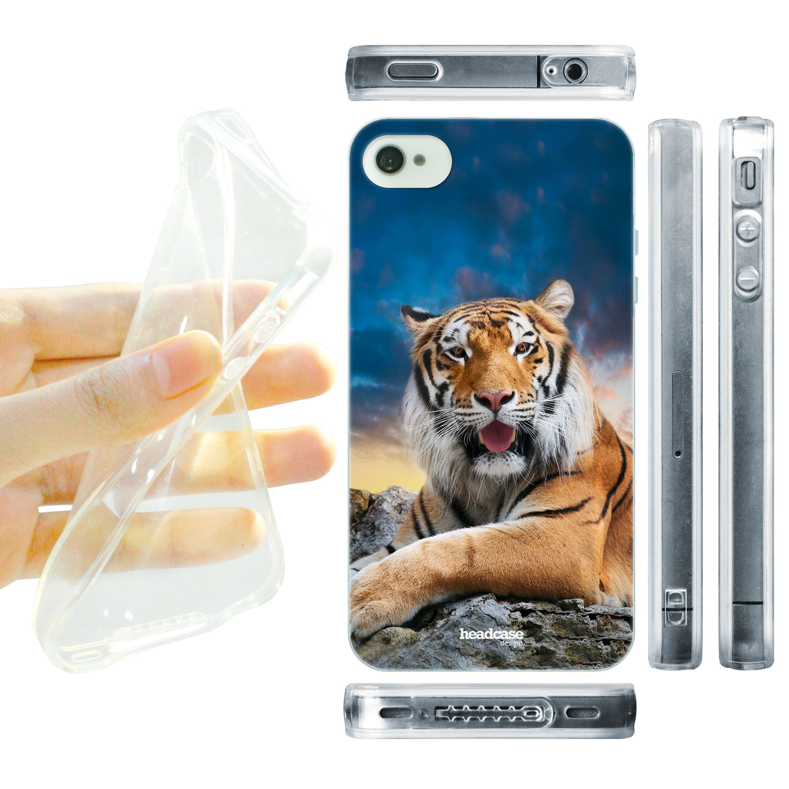 HEAD CASE silikonový obal na mobil Iphone 4/4S divočina tygr bengálský portrét foto