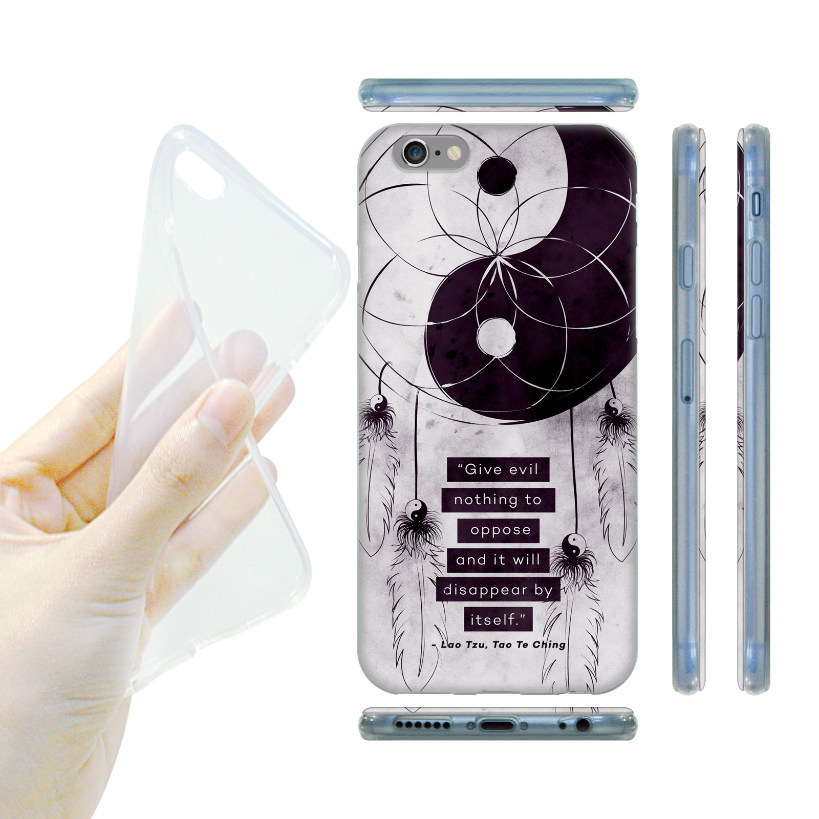 HEAD CASE Silikonový obal na mobil Iphone 6/6S vzor JIN a JANG černobílá
