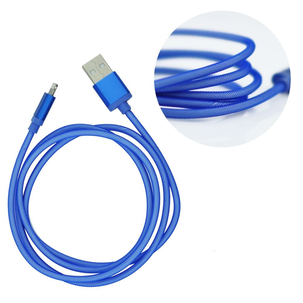 USB datový nabíjecí kabel METAL pro Apple Iphone 5/5C, 5/5S,SE, 6/6 PLUS modrá