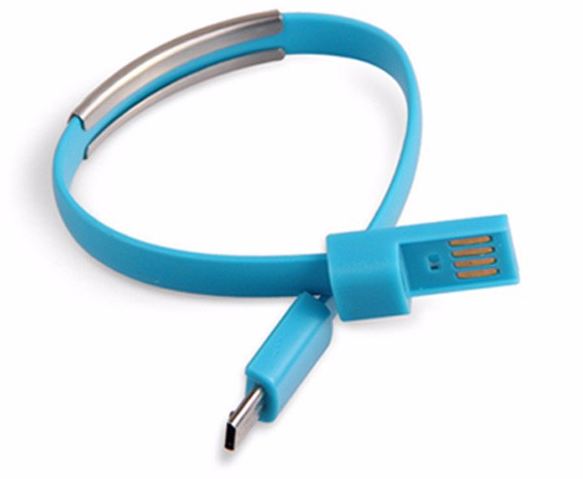 Nabíjecí náramek datový a nabíjecí kabel Micro USB modrá