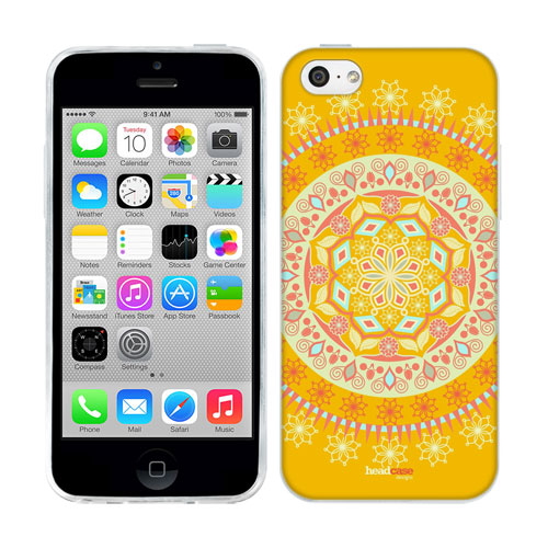HEAD CASE silikonový obal na mobil Iphone 5C Indie Mandala žlutá barva