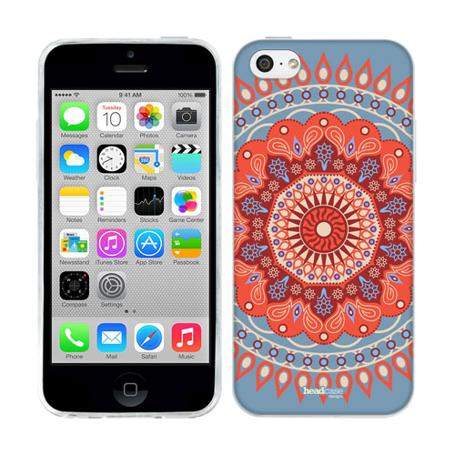 HEAD CASE silikonový obal na mobil Iphone 5C Indie Mandala modrá a červená barva