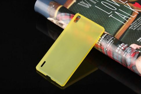Pouzdro, kryt, obal SES ultratenký 0,3mm plastový na mobil HUAWEI P7 žlutá