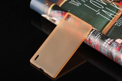 Pouzdro, kryt, obal SES ultratenký 0,3mm plastový na mobil HUAWEI P7 oranžová