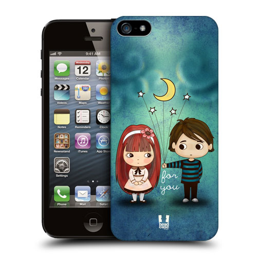 HEAD CASE plastový obal na mobil Iphone 5/5S dívka a chlapec měsíc a hvězdy
