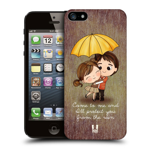 HEAD CASE plastový obal na mobil Iphone 5/5S dívka a chlapec pod deštníkem