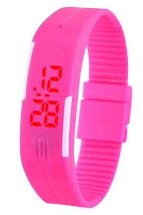 Sportovní LED hodinky silikonový náramek růžová barva