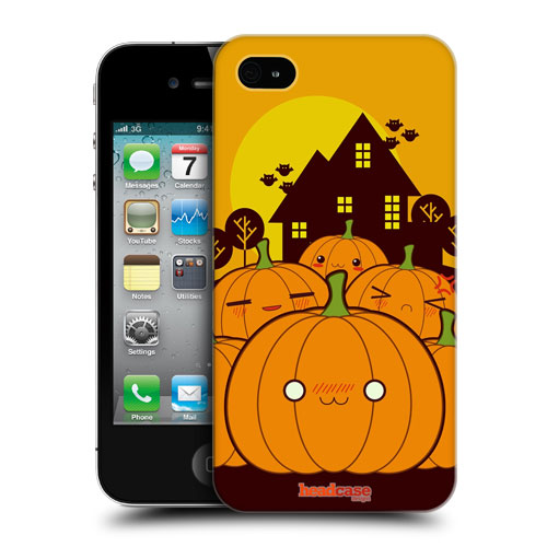 HEAD CASE obal na mobil Apple Iphone 4 oranžová barva Halloween