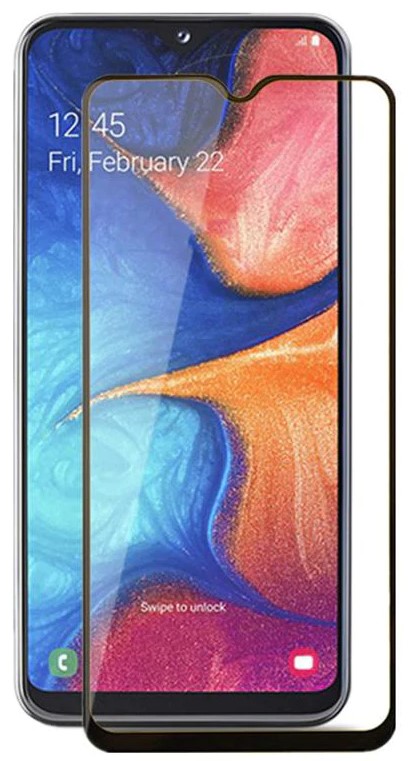 3D Tvrzené, ochranné sklo pro mobil Samsung Galaxy A20e černé okraje
