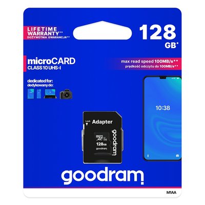 Micro SD karta Goodram Class 10 UHS / 100MB/s s adaptérem 128 GB