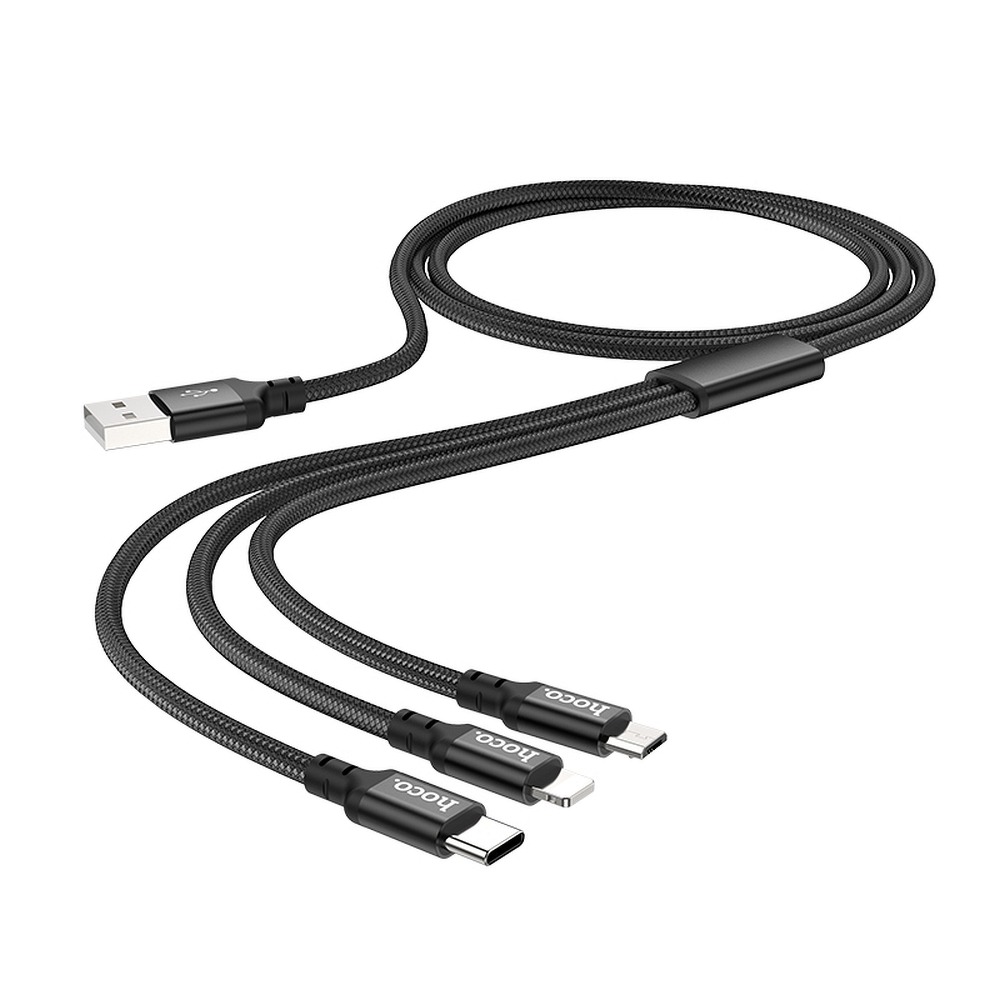 Nabíjecí kabel 3v1 Micro USB, Type C, Lightning černý