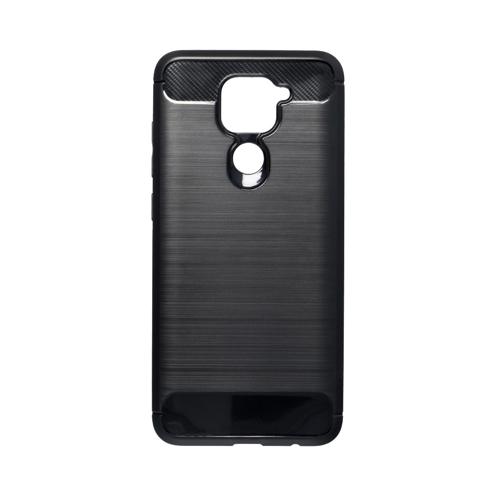 Pouzdro na mobil Xiaomi Redmi Note 9 silikonové černá barva imitace karbonu