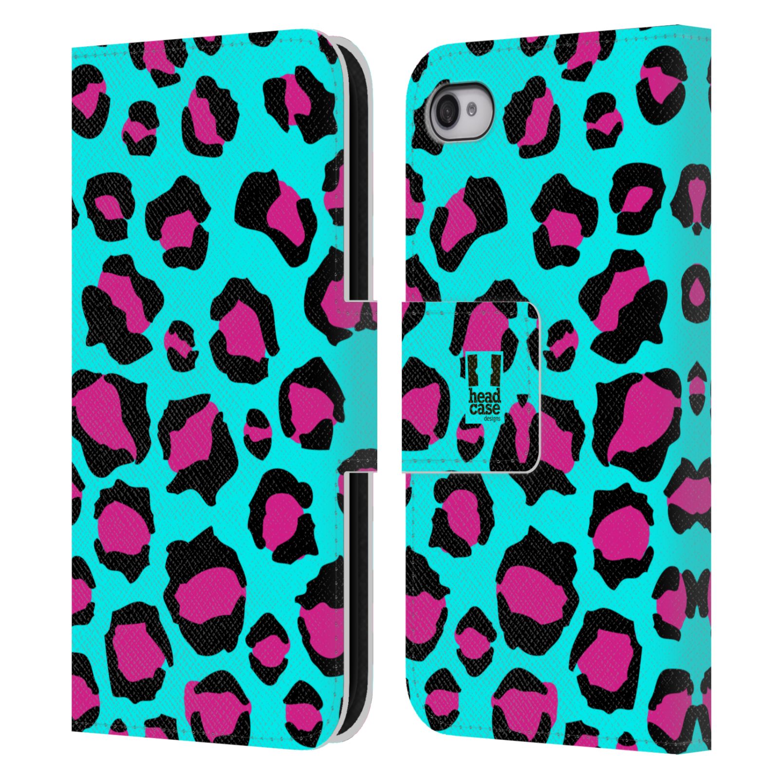 Pouzdro na mobil Apple Iphone 4/4S Zvířecí barevné vzory tyrkysový leopard
