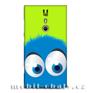 HEAD CASE Obal Nokia Lumia 800 zelený plast vzor smajlík modrý